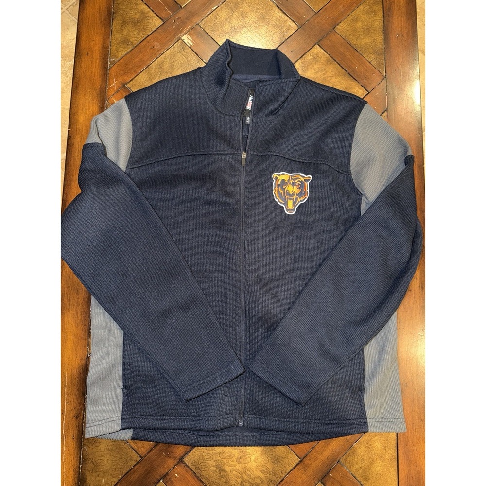 Chicago Bears NFL Full Zip Warmup Jacket GIII Apparel Ribbed Blue Mens Size XL